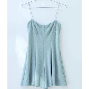 UO SPARKLE KNIT AQUA ROMPER IN XS